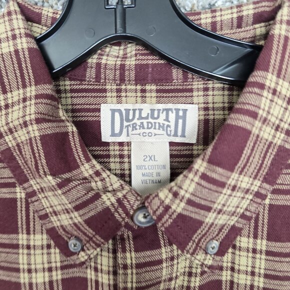 Duluth Trading Co Shirt‎ Men's 2XL XXL Red Plaid Flannel Cotton Pocket Casual - Picture 6 of 7